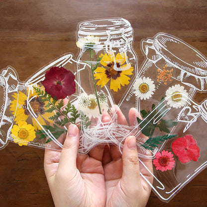 Lot de 20 marque-pages transparents avec fleurs séchées - Marque-pages à faire soi-même pour offrir en cadeau