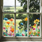 💐Autocollant de fenêtre de bouquet floral coloré🖼️ (coupable à la taille librement)