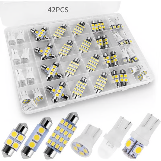 💎 50% DE RÉDUCTION ! 💎 Kit de 42 Pièces d'Éclairage Intérieur pour Voiture – Super Lumineuses, Blanc Pur & Plug & Play 🚗💡