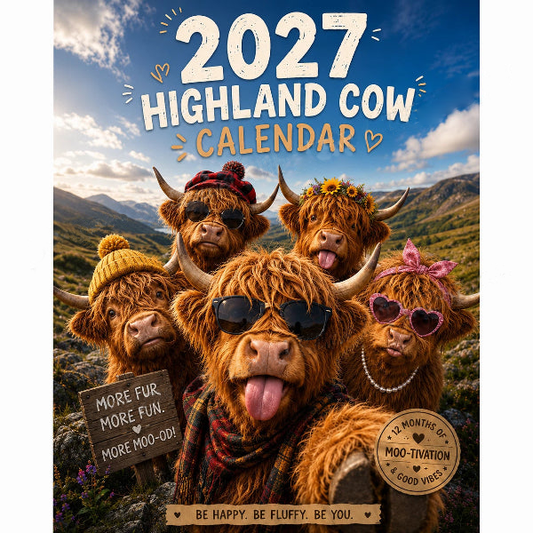 ✨️Surprise : 50 % de réduction ! 🐮Que mai 2027 vous apporte une chance incroyable ! 🔥Calendrier mural humoristique « Highland Cow » 2027 | Calendrier mural au format A4 |