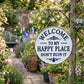 🏡Final Hours Flash Sale ￡7.99!!⏰Vintage Round Metal Sign – “Welcome to My Happy Place Don’t Ruin It” Garden Wall Decor