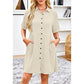 💃 Soldes d'été 2026 - 60 % de réduction 💐 Robe babydoll texturée à manches courtes et boutons pour femme, avec poches