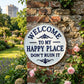 🏡Final Hours Flash Sale ￡7.99!!⏰Vintage Round Metal Sign – “Welcome to My Happy Place Don’t Ruin It” Garden Wall Decor