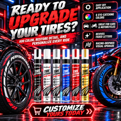🥳Dernier jour ! 1 acheté, 1 offert !🎉Marqueur pour lettrage de pneus – Marqueur DIY à encre permanente, imperméable, résistant aux UV et à la chaleur, pour voitures et motos🔥