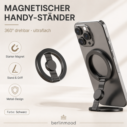 Support magnétique pour téléphone portable avec anneau, pivotant à 360°