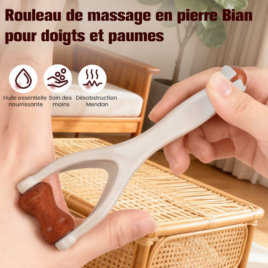 Rouleau de Massage en Pierre Bian pour Doigts et Paumes