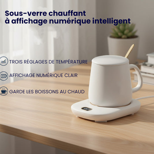 Sous-verre chauffant à affichage numérique intelligent