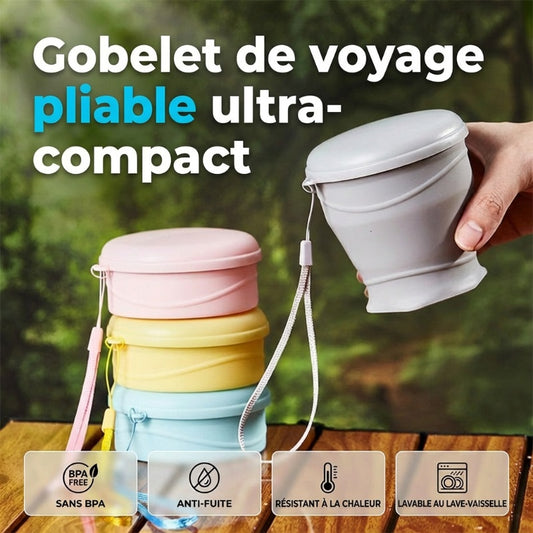 Gobelet de voyage pliable en silicone avec couvercle