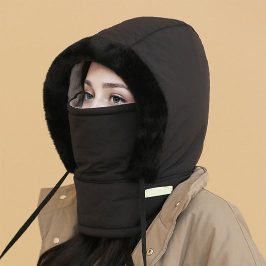 Chapeau thermique épaissi doublé en peluche avec masque facial pour hommes et femmes