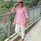 Top en Coton avec Col en V et Imprimé
