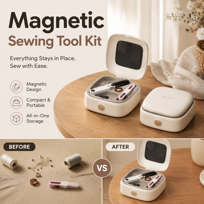 📢📢50 % DE RÉDUCTION !! ⏰ Kit de couture complet 40 pièces avec boîte de rangement magnétique – Compact, organisé et facile à emporter ✂️