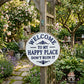 🏡Final Hours Flash Sale ￡7.99!!⏰Vintage Round Metal Sign – “Welcome to My Happy Place Don’t Ruin It” Garden Wall Decor