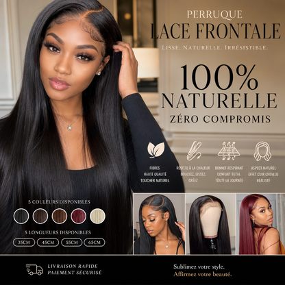 🔥‑50% OFFRE LIMITÉE👩‍🦰 Perruque frontale droite soie, compacte et naturelle, confortable à porter au quotidien ✨