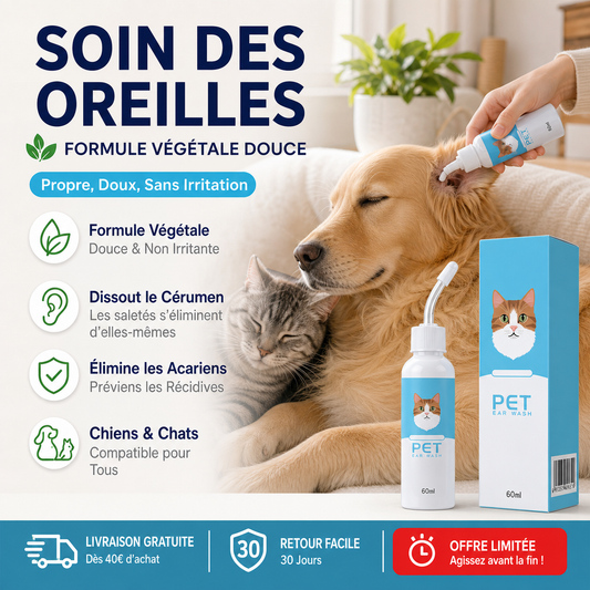 🐶🐱 Nettoyant pour oreilles | Soulage les démangeaisons chez les chiens et les chats 👂