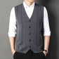 Gilet pull-over tricoté à boutons pour hommes Business Match