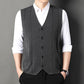 Gilet pull-over tricoté à boutons pour hommes Business Match