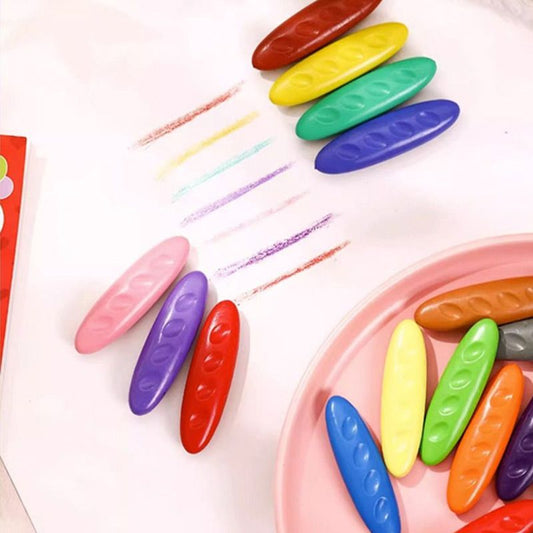 Crayons en Forme de Cacahuète Lavables et Non Toxiques de 12/24/36 Couleurs