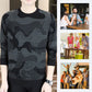 T-shirt imprimé à manches longues et col rond pour hommes