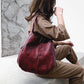 Sac à bandoulière rétro en cuir souple de grande capacité pour femmes