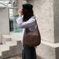 Sac à bandoulière rétro en cuir souple de grande capacité pour femmes