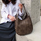 Sac à bandoulière rétro en cuir souple de grande capacité pour femmes