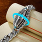 Bracelet en argent tibétain avec six caractères Mantra Luck