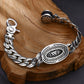 Bracelet en argent tibétain avec six caractères Mantra Luck