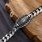 Bracelet en argent tibétain avec six caractères Mantra Luck