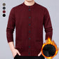 Men's Solid Color Padded Knit Button Cardigan