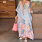 🥰49.99%  Réduction🌸Robe longue ample à imprimé floral et demi-manches