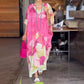 🥰49.99%  Réduction🌸Robe longue ample à imprimé floral et demi-manches