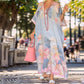 🥰49.99%  Réduction🌸Robe longue ample à imprimé floral et demi-manches