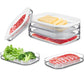 🔥50% korting🔥3 Layer Reusable Food Storage Containe🔥50 % de réduction🔥 Boîtes de conservation alimentaires réutilisables à 3 compartiments avec couvercle, transparentes, pour le bac à légumes du réfrigérateurrs with Lid Clear Fridge Crisper