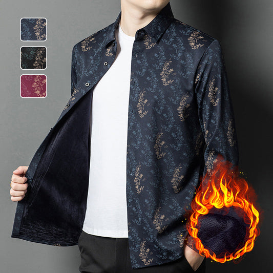 Chemise doublée à imprimé floral pour hommes