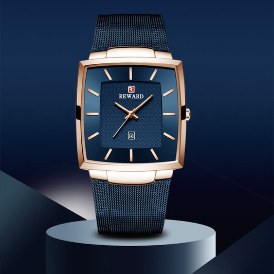 Montre à quartz pour hommes, ceinture en maille carrée ultra-mince