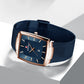 Montre à quartz pour hommes, ceinture en maille carrée ultra-mince