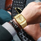 Montre à quartz pour hommes, ceinture en maille carrée ultra-mince
