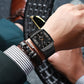Montre à quartz pour hommes, ceinture en maille carrée ultra-mince