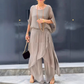 Ensemble 2 Pièces en Chiffon : Haut Ample et Pantalon Fendu à Jambes Larges