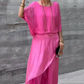 Ensemble 2 Pièces en Chiffon : Haut Ample et Pantalon Fendu à Jambes Larges