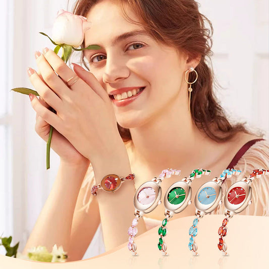 Montre bracelet en zircon coloré pour femme