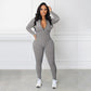 Combinaison unie sans coutures à demi-zip