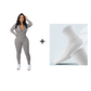 Combinaison unie sans coutures à demi-zip