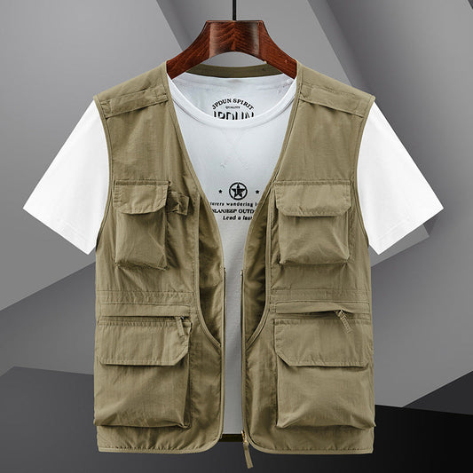 Gilet multi-poches léger et respirant en extérieur pour hommes