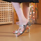 Sandales à Talon Bloc Décor Strass pour Femmes