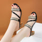 Sandales à Talon Bloc Décor Strass pour Femmes