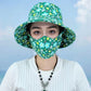 Chapeau de Soleil Floral à Large Bord avec Masque