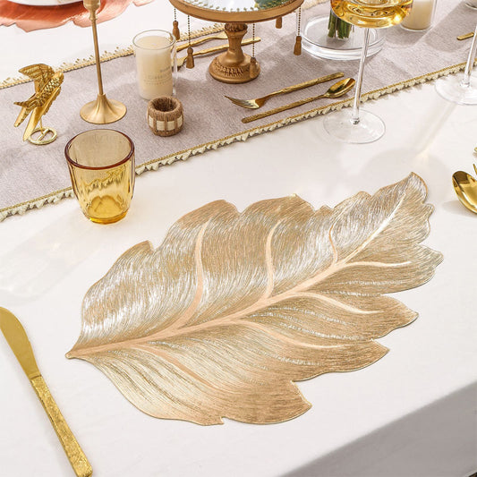 Set de table de salle à manger 3D feuille d'or résistant à la chaleur
