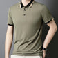 T-shirt à Manches Courtes en Soie Glacée Extensible avec Col à Revers pour Hommes