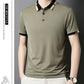 T-shirt à Manches Courtes en Soie Glacée Extensible avec Col à Revers pour Hommes